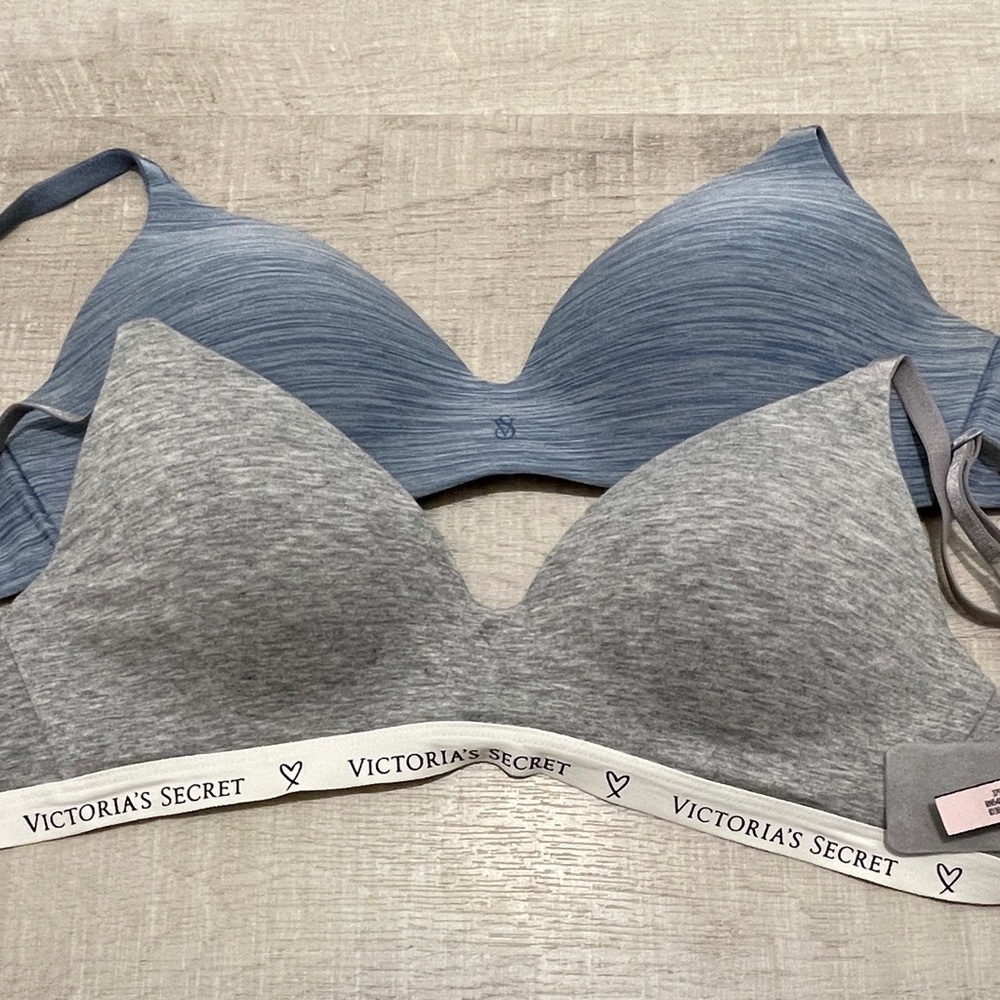 Victoria's Secret Gray and Blue Wireless Bras